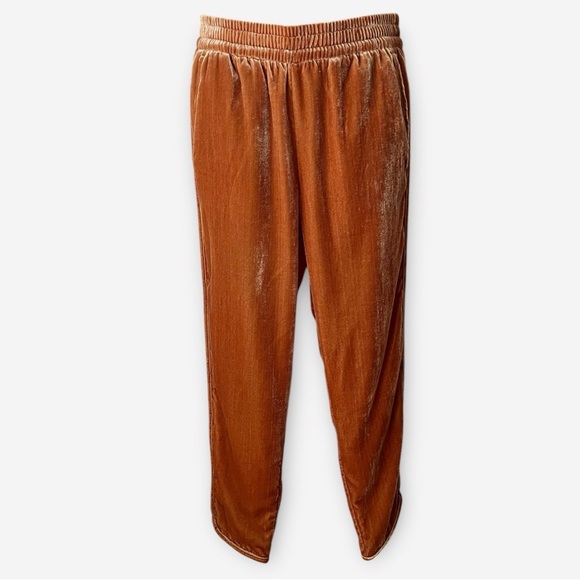 Madewell Copper Size XXS Velvet Lounge Pull On Track Trousers Ankle Pants - Picture 3 of 10